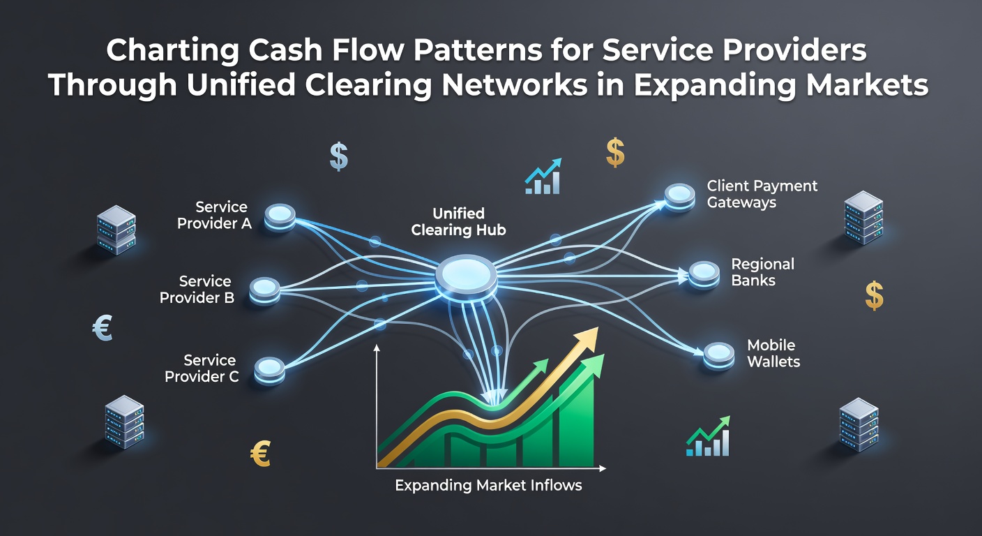 Service providers analyzing cash flow data through unified clearing network dashboards in expanding markets