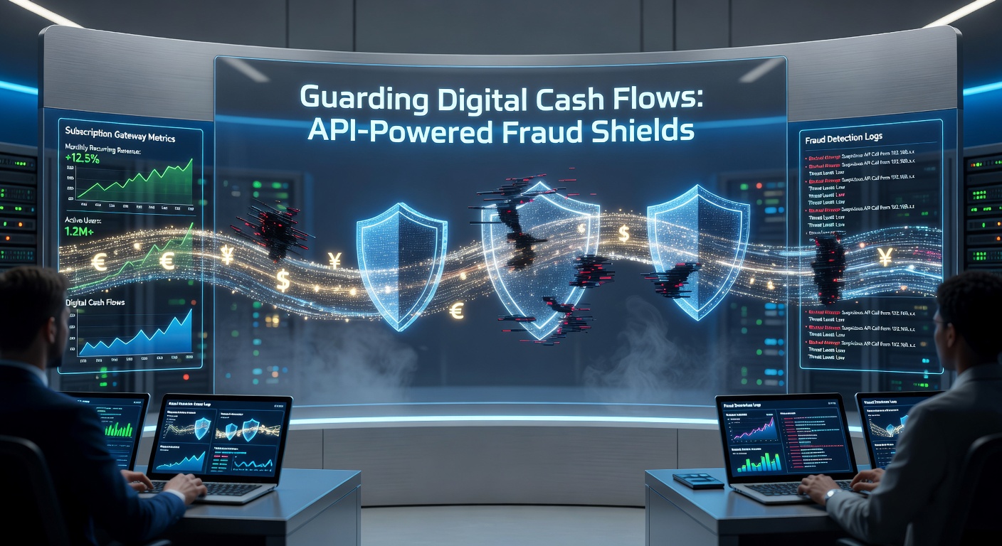 Flowchart diagram showing API integrations blocking fraud at key stages in a subscription payment lifecycle, from signup to renewal